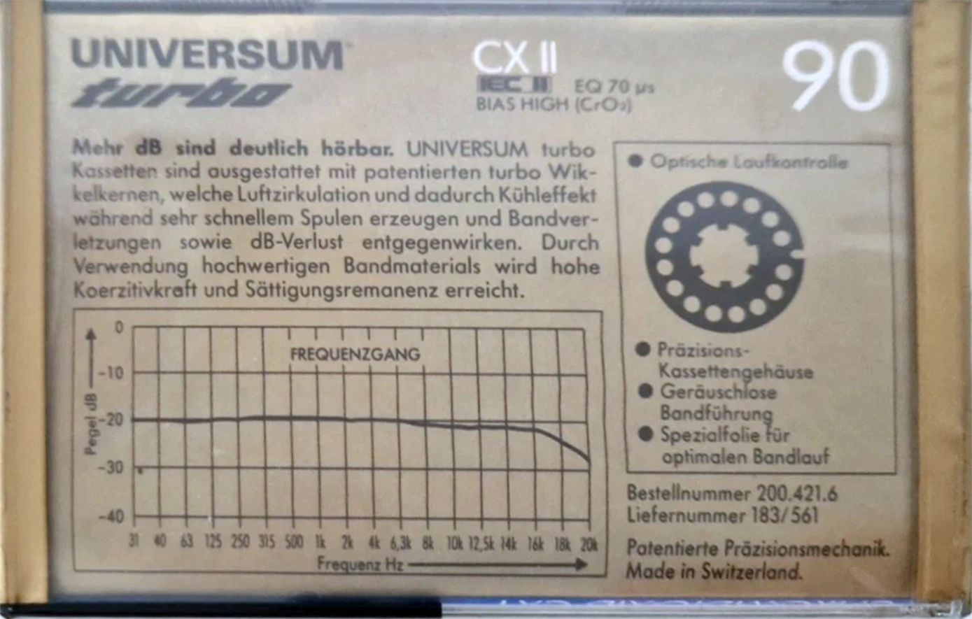 Compact Cassette Universum CX II 90 Type II Chrome 1987 Germany