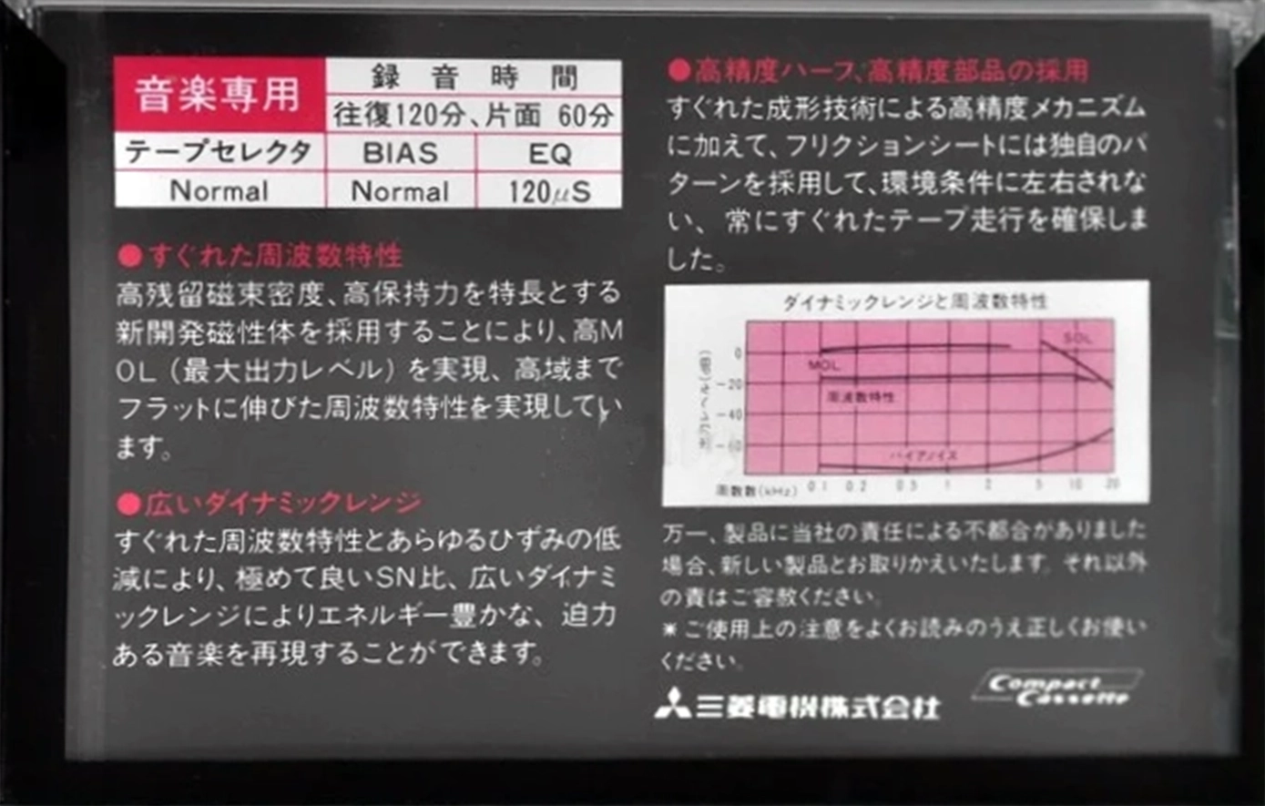 Compact Cassette Diatone BH 120 Type I Normal 1984 Japan