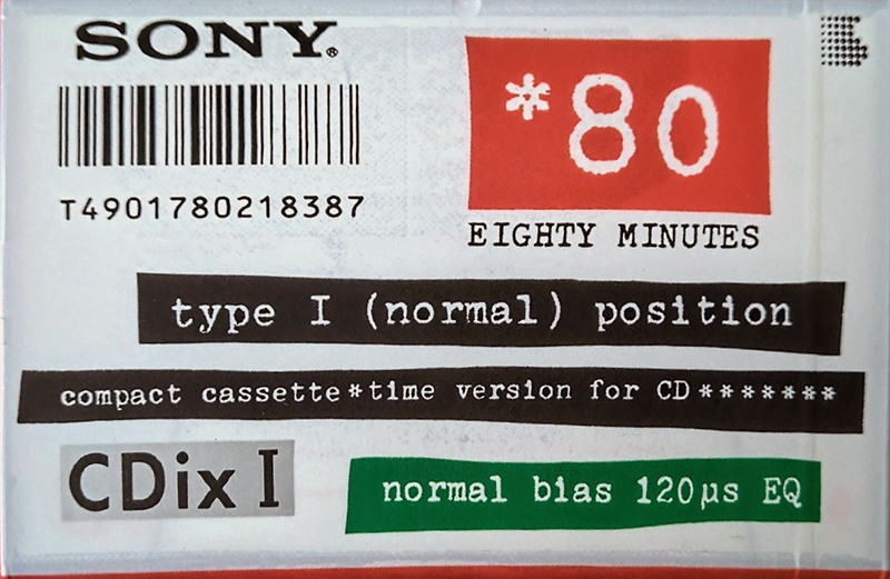 Compact Cassette Sony CDix I 80 "C-80CDX1a" Type I Normal 1992 Japan