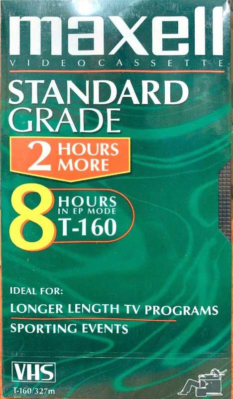 VHS, Video Home System Maxell Standard Grade 160 Type I Normal North America