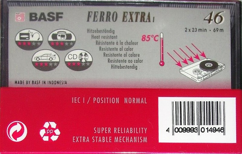 Compact Cassette BASF Ferro Extra I 46 Type I Normal 1993 Worldwide
