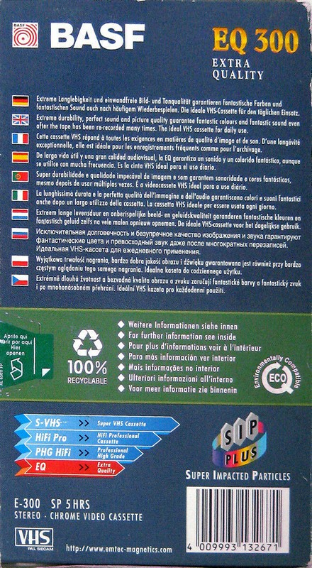 VHS, Video Home System Emtec EQ 300 Type I Normal 1998 Worldwide