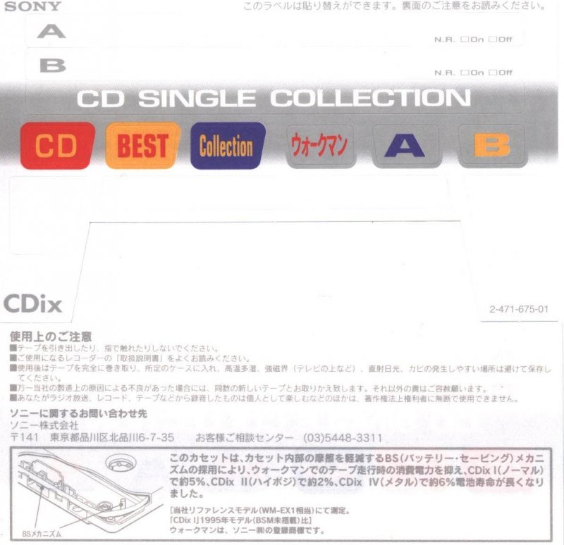 Compact Cassette Sony CDix II 120 "C-120CDX2E" Type II Chrome 1997 Japan