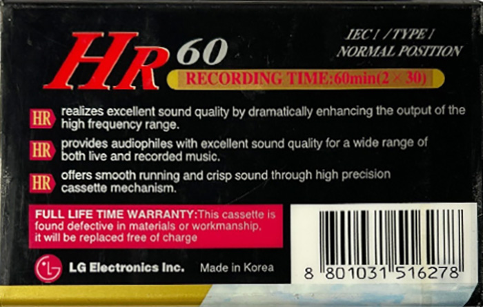 Compact Cassette LG HR 60 Type I Normal USA