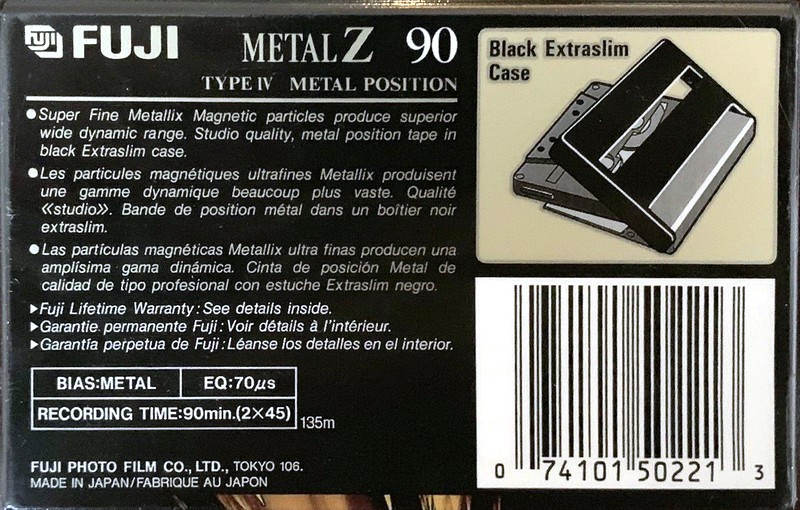 Compact Cassette Fuji Metal Z 90 Type IV Metal 1995 North America