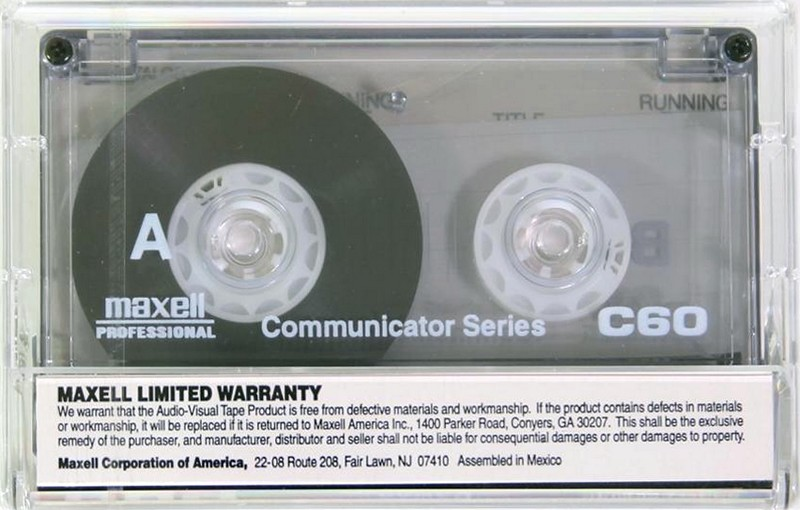 Compact Cassette Maxell Professional Industrial P/I 60 Type I Normal 1996 USA