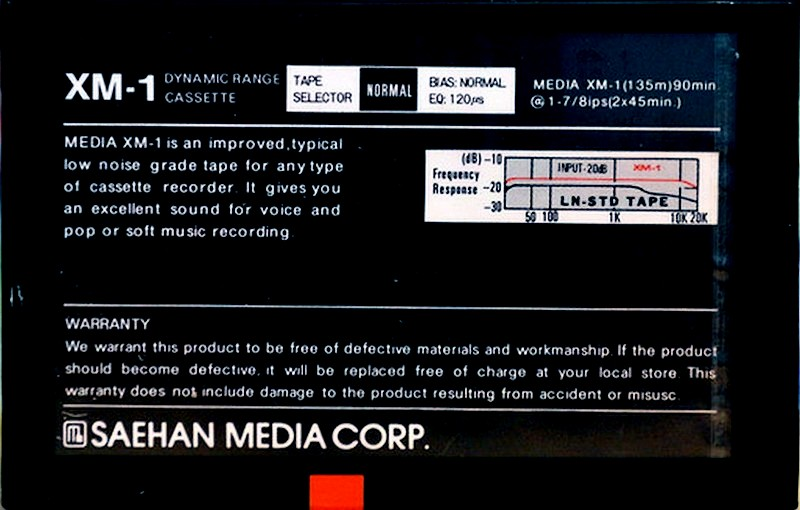 Compact Cassette Media XM-1 90 Type I Normal 1988 Europe