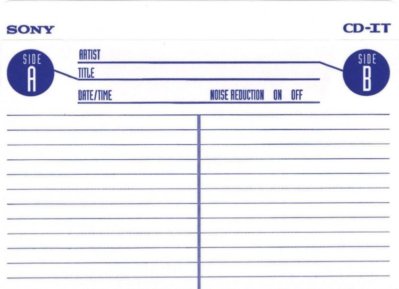 Compact Cassette Sony CD-IT 100 "C-100CDIT2" Type II Chrome 1992 North America