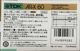 Compact Cassette TDK AR-X 60 "AR-X60G" Type I Normal 1987 Japan