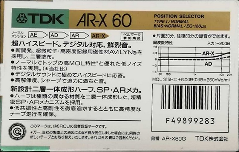 Compact Cassette: TDK  - AR-X 60