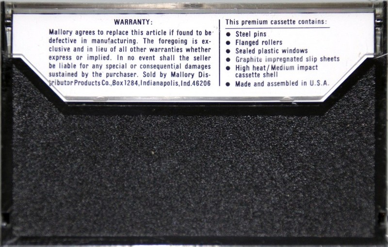 Compact Cassette Mallory UHO 60 Type I Normal USA