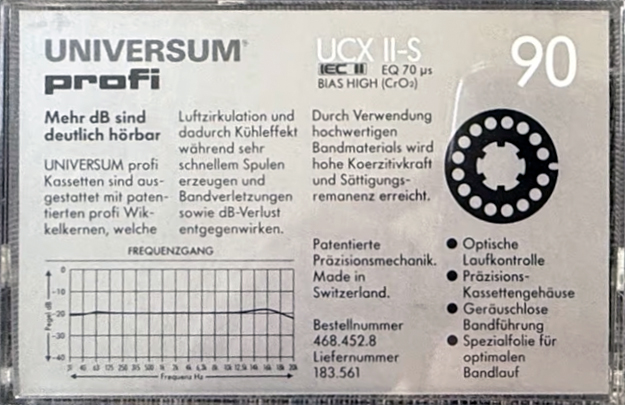 Compact Cassette Universum UCX II-S 90 Type II Chrome 1986 Europe