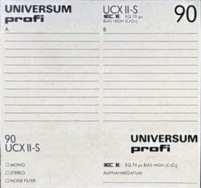 Compact Cassette Universum UCX II-S 90 Type II Chrome 1986 Europe