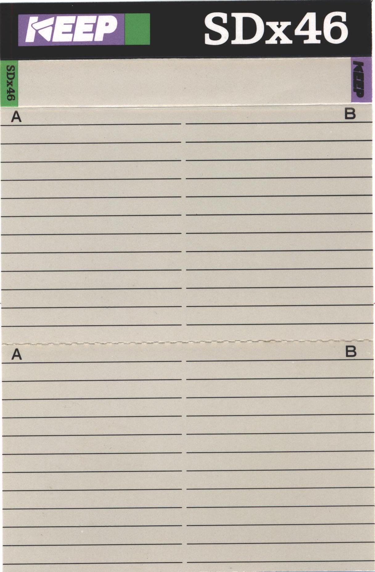 Compact Cassette KEEP SDX 46 Type I Normal 1986 Japan