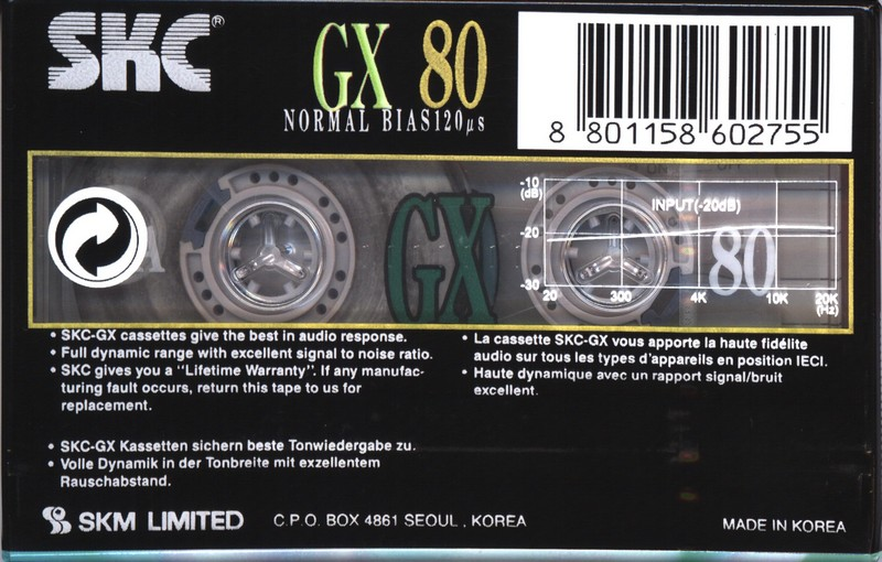 Compact Cassette SKC GX 80 Type I Normal 1999 Europe