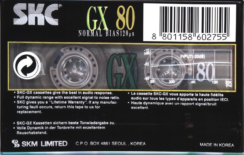 Compact Cassette: Sunkyong Magnetic Limited (SKM) SKC - GX 80