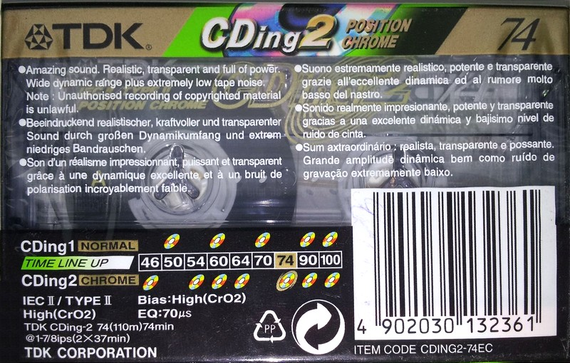 Compact Cassette TDK CDing 2 74 "CDING2-74EC" Type II Chrome 2001 Europe