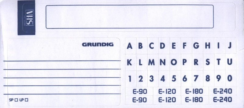 VHS, Video Home System Grundig 240 Type I Normal 2002 Europe