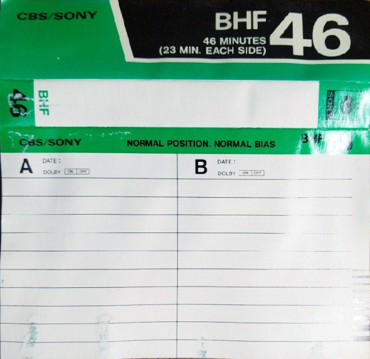 Compact Cassette CBS / Sony BHF 46 Type I Normal 1980 Japan