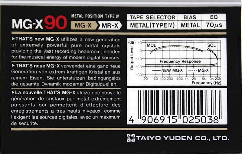 Compact Cassette: Taiyo Yuden Thats - MG-X 90