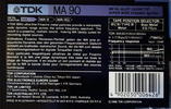 Compact Cassette TDK MA 90 Type IV Metal 1988 Australia, Europe