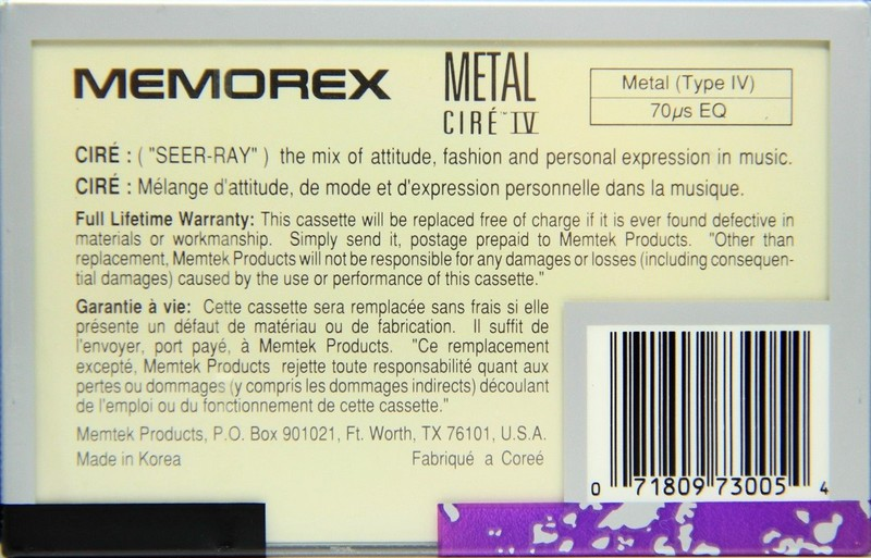 Compact Cassette: Memorex  - Cire IV 90