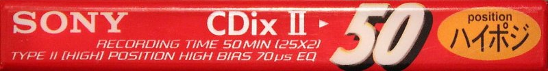 Compact Cassette Sony CDix II 50 "C-50CDX2E" Type II Chrome 1997 Japan