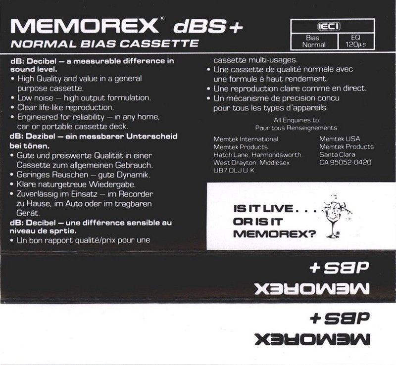 Compact Cassette: Memorex  - dBS+ 100