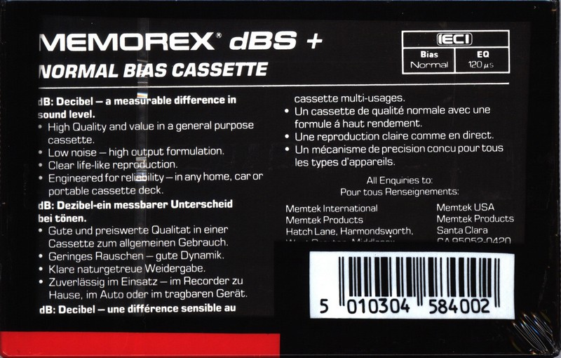 Compact Cassette: Memorex  - dBS+ 100