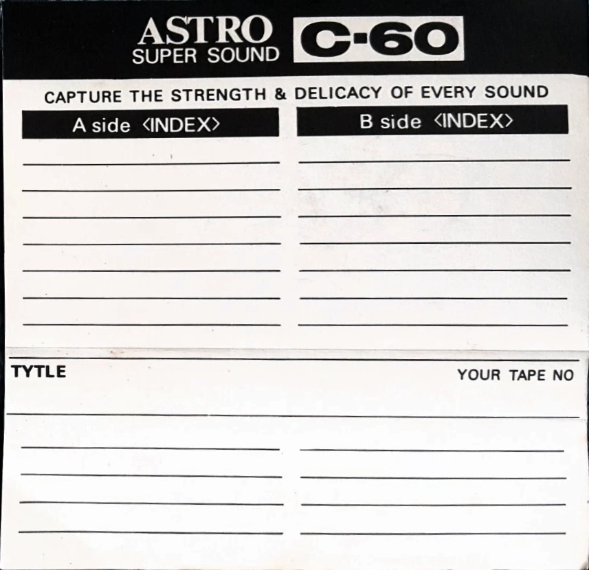 Compact Cassette Astro 60 Type I Normal 1980 Unknown Country