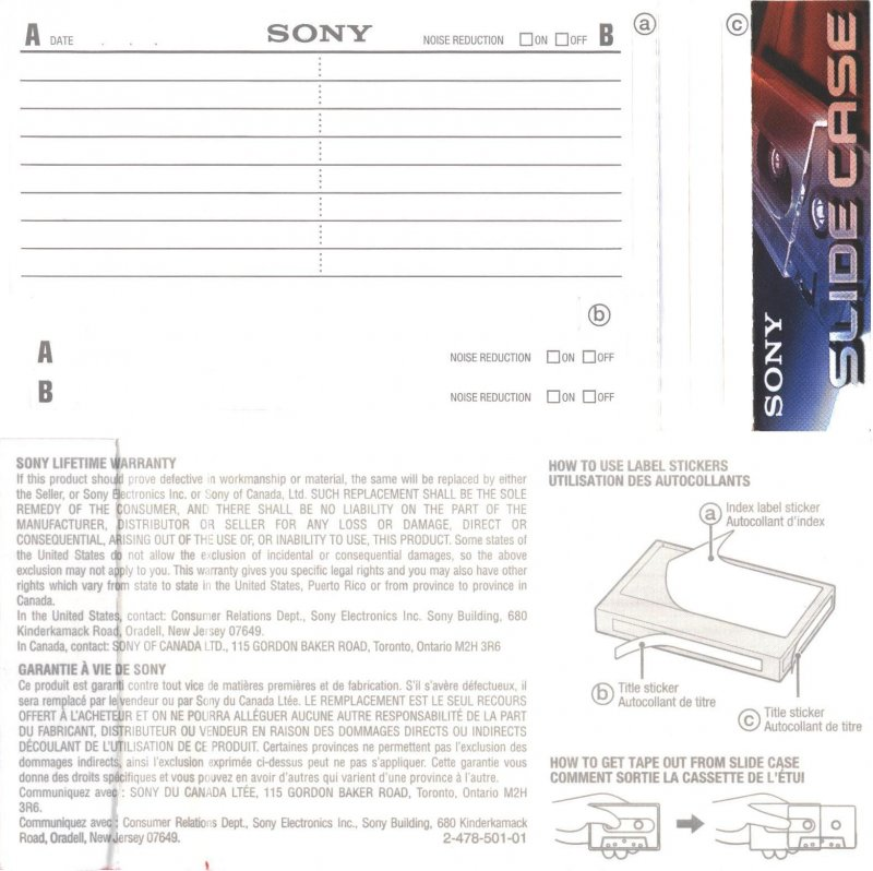 Compact Cassette Sony HF 74 "C-74HFSL" Type I Normal 1999 North America