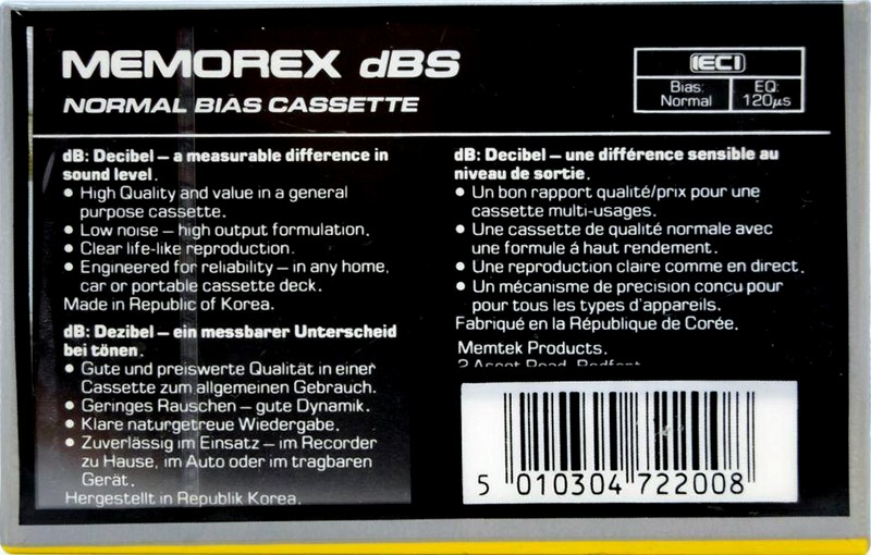 Compact Cassette: Memorex  - dBS 90