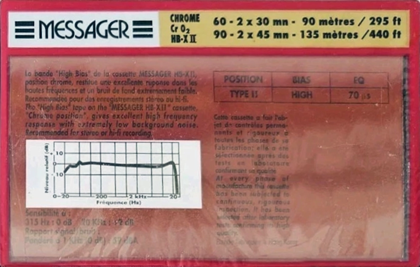 Compact Cassette Messager HB-X II 90 Type II Chrome 1994 France