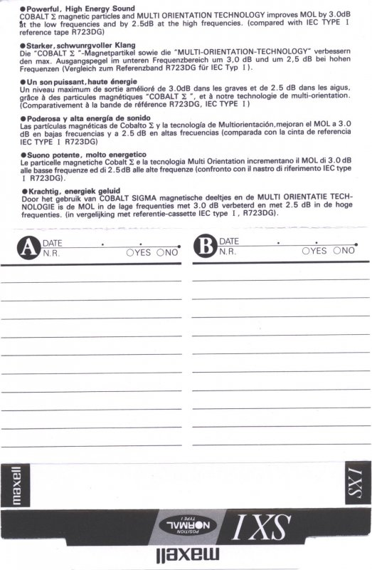 Compact Cassette Maxell SX 90 "SX I" Type I Normal 1991 Europe