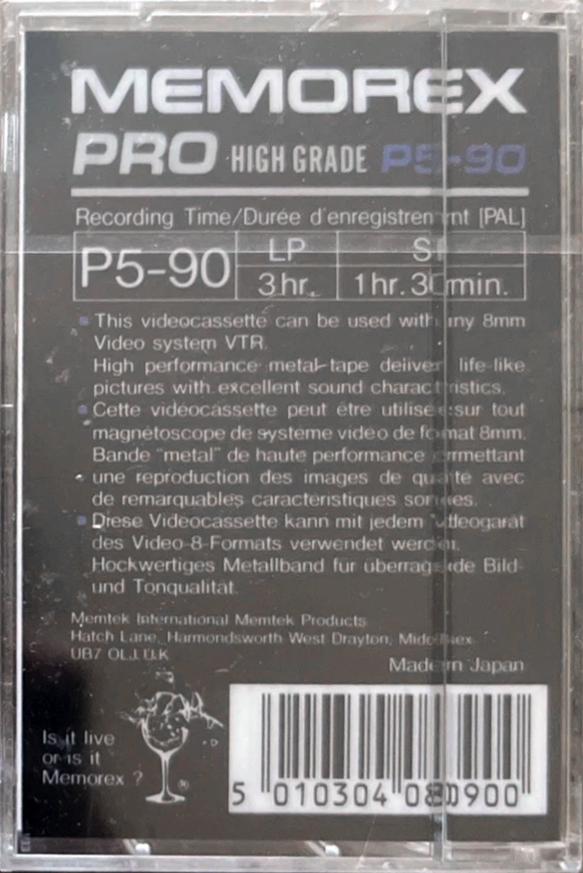 Video8, Hi8, Digital8 Memorex 90 Type I Normal Europe