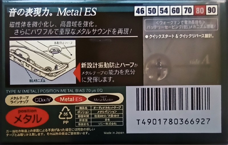 Compact Cassette: Sony  - Metal-ES 80