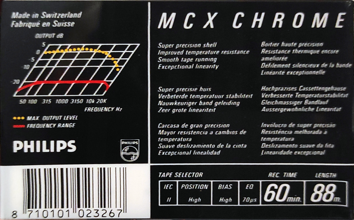 Compact Cassette Philips MCX Master 60 Type II Chrome 1987 Europe
