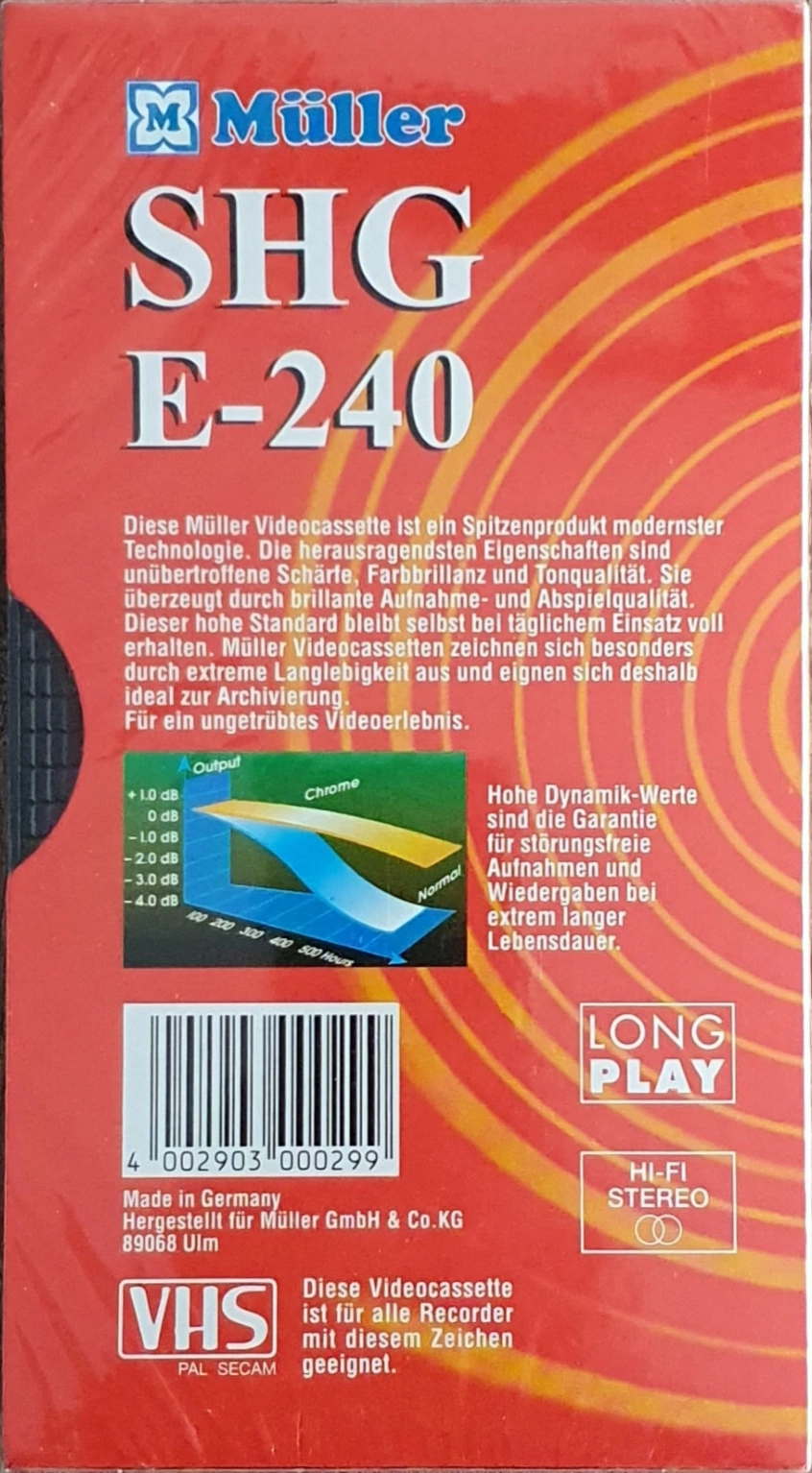 VHS, Video Home System Müller CD 240 Type II Chrome Germany