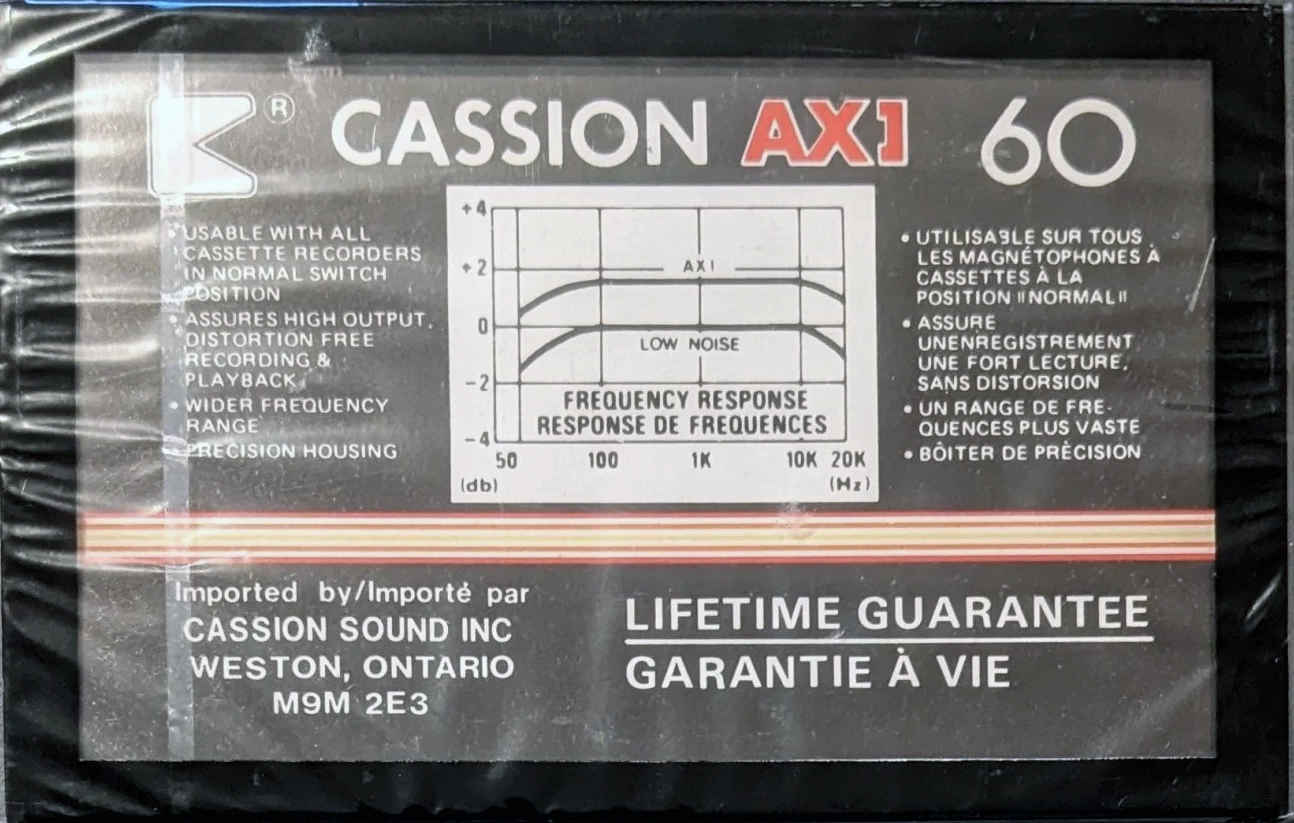 Compact Cassette Cassion AX I 60 Type I Normal 1985 Canada