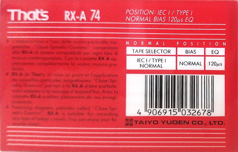 Compact Cassette Thats RX-A Roxana 74 Type I Normal 1993 Europe