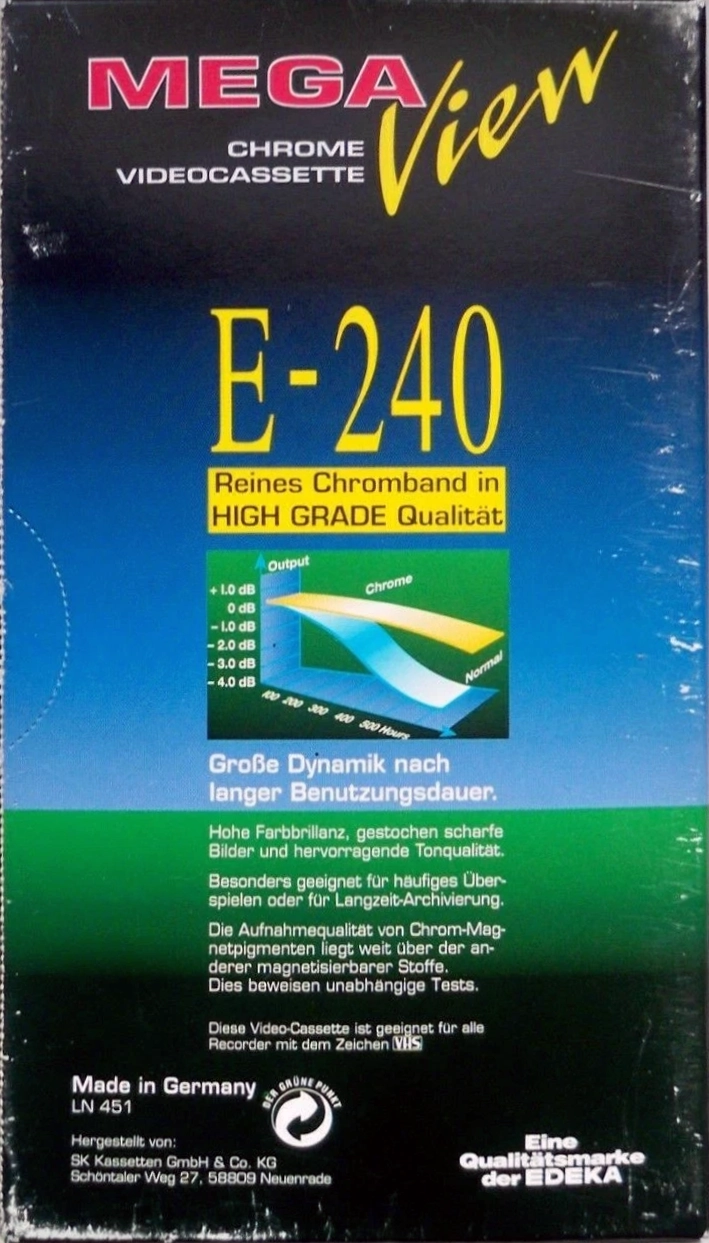 VHS, Video Home System Mega View 240 Type II Chrome 1999 Germany