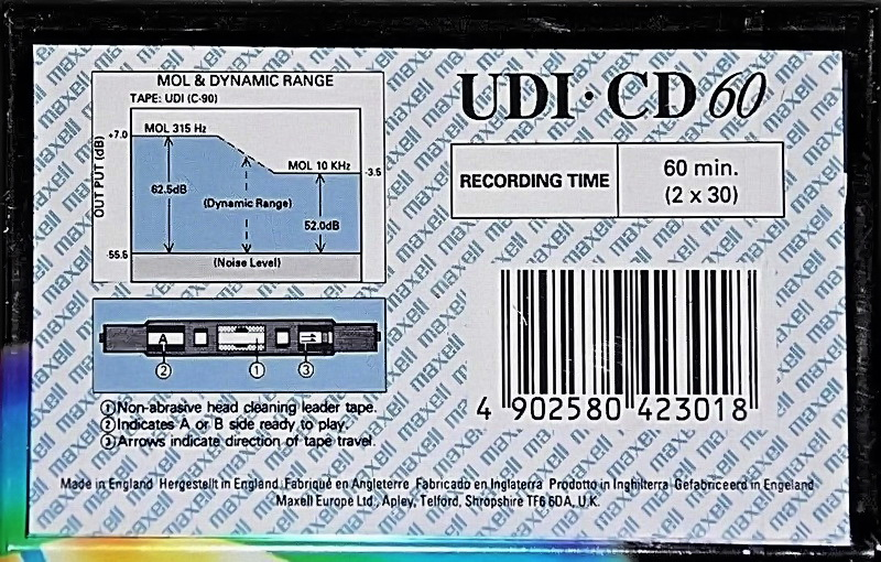 Compact Cassette Maxell UDI-CD 60 Type I Normal 1996 Europe