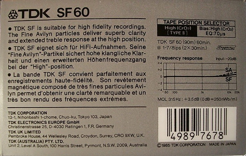 Compact Cassette: TDK  - SF 60