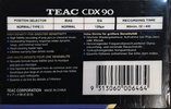 Compact Cassette Teac CDX 90 Type I Normal 1990 Austria