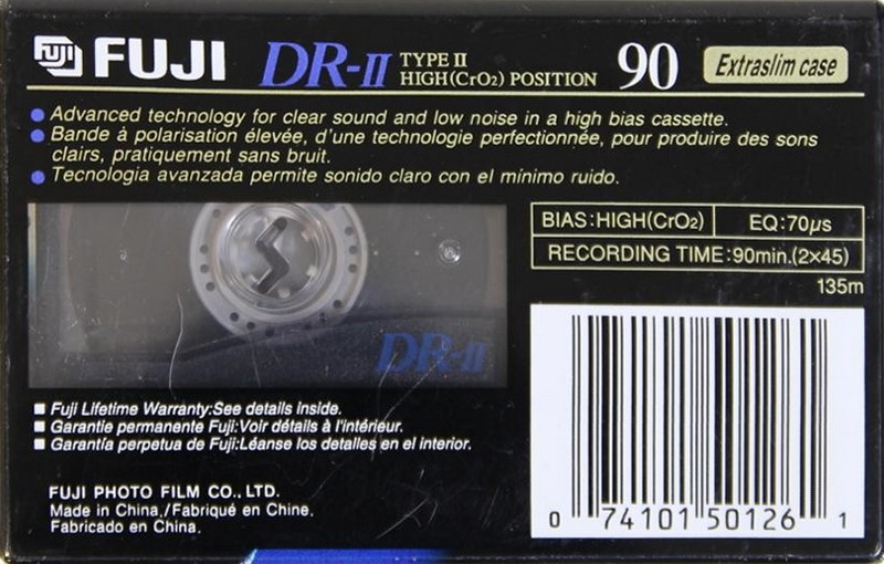 Compact Cassette Fuji DR-II 90 Type II Chrome 1995 North America