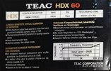 Compact Cassette Teac HDX 60 Type II Chrome 1989 Europe