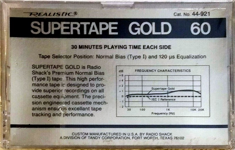 Compact Cassette: Radio Shack SUPERTAPE - Gold 60