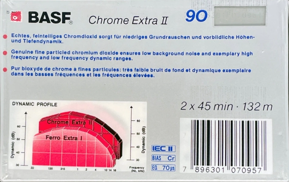 Compact Cassette BASF Chrome Extra II 90 Type II Chrome 1987 Latin America