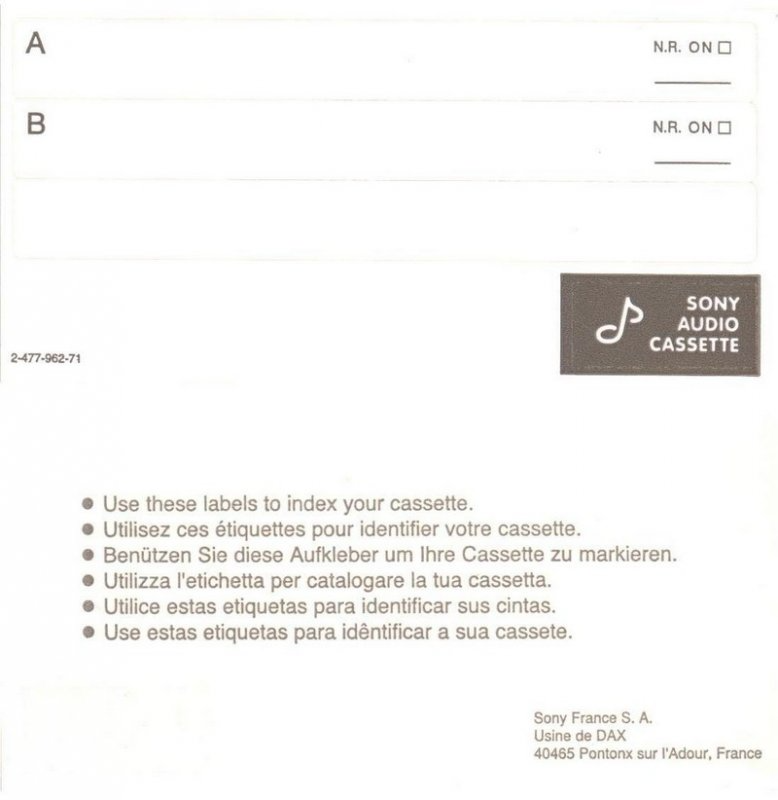 Compact Cassette Sony HF 60 "C-60HFC" Type I Normal 2002 Europe