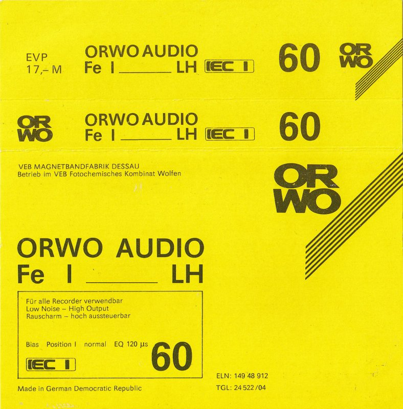 Compact Cassette ORWO 60 Type I Normal 1989 East Germany